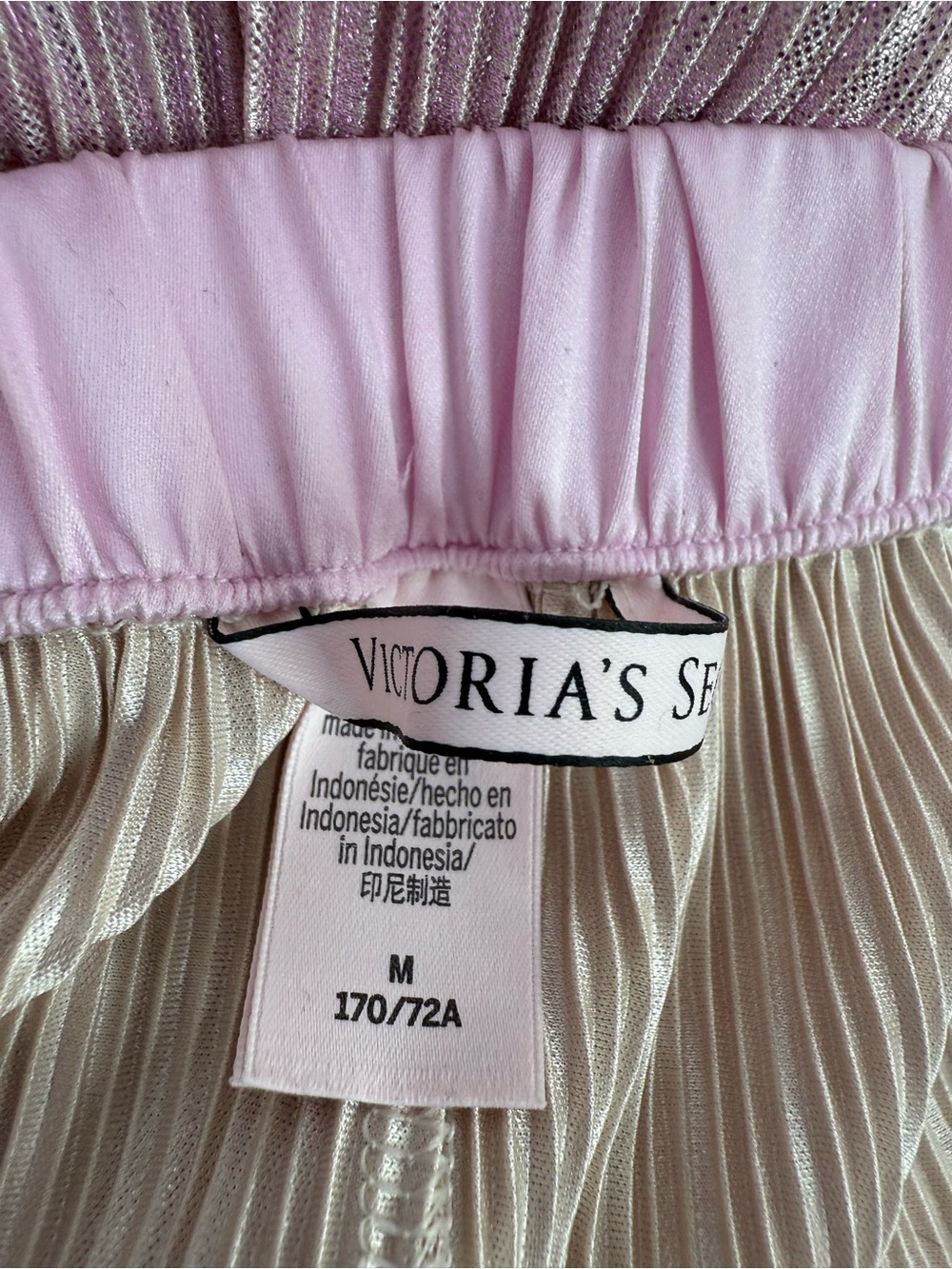 Victoria's Secret pants shiny shimmer Metallic Dusty Pink Pleated Wide-Leg Pants - Picture 6 of 11